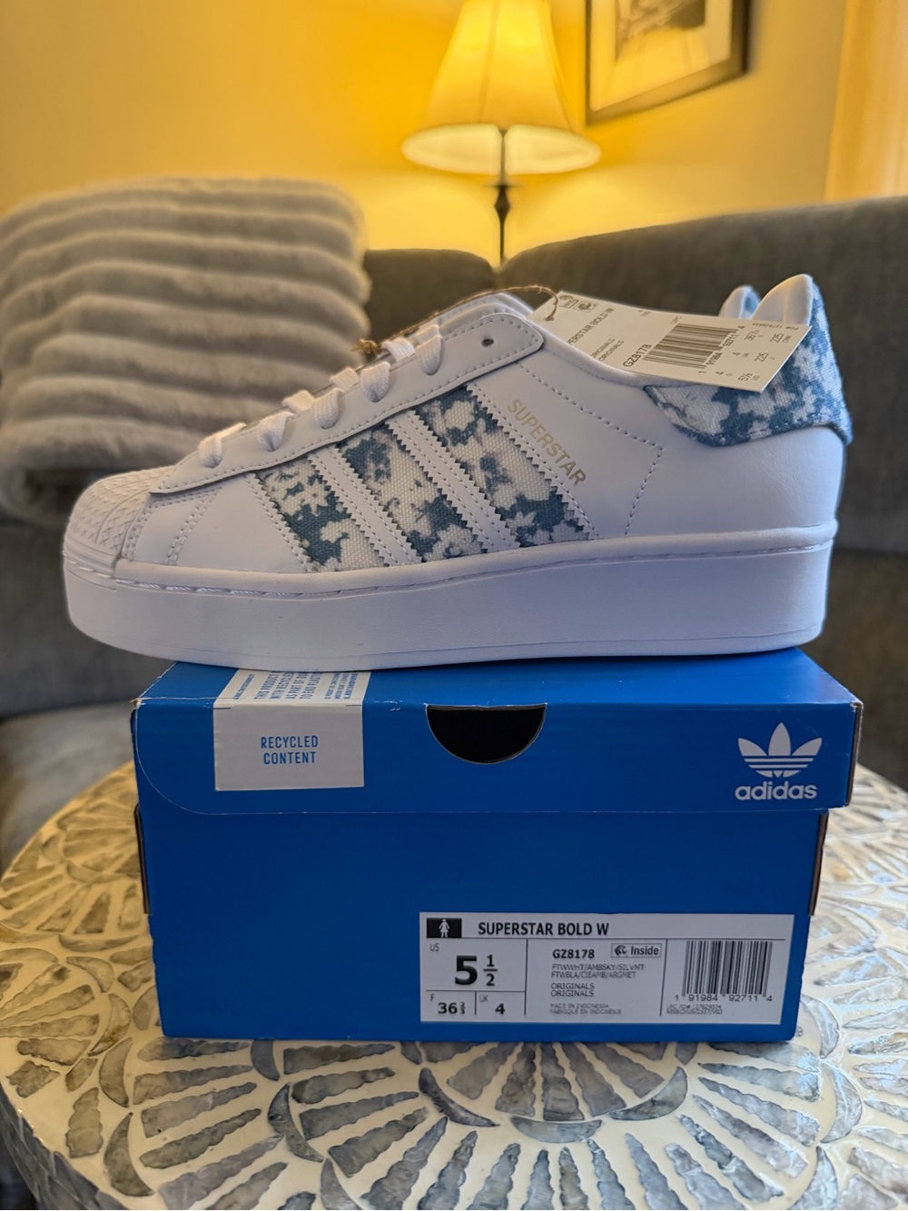 adidas Superstar Bold Dreamy Floral W White/Blue platform sneaker